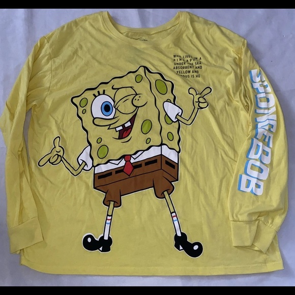 SpongeBob Long Sleeve T Shirt Juniors Size Xxxl 21 - Picture 1 of 6